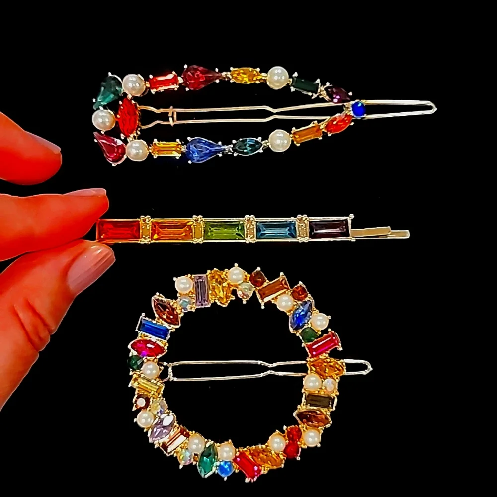 ✨️ Bundle of 3 Jeweled Hair Pins - Picture 1 of 9